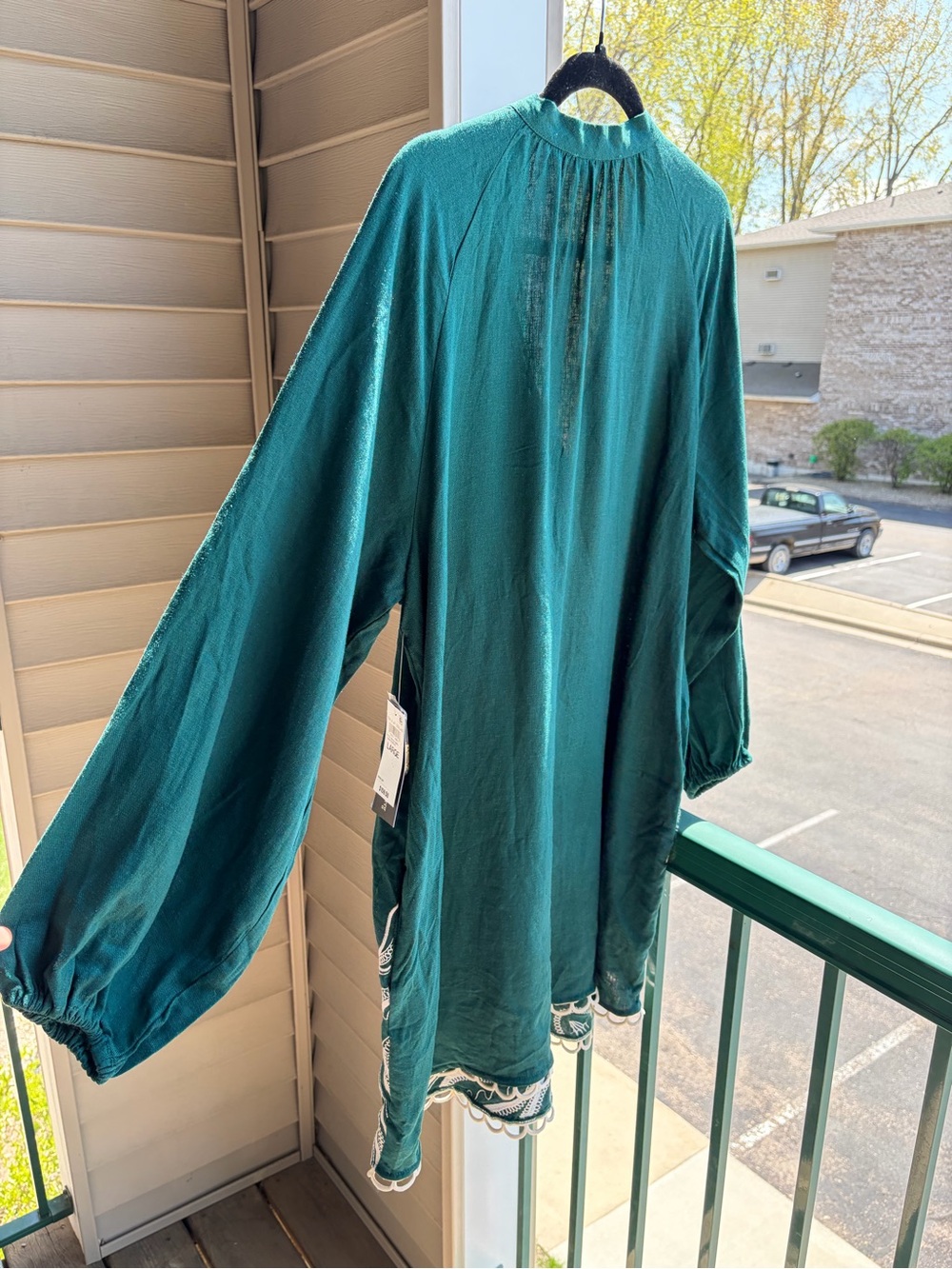 🆕🌲ON34th Alix Friedberg Palm Royale Inspired Tunic Dress Forest Boho LinenBlend - Picture 9 of 17